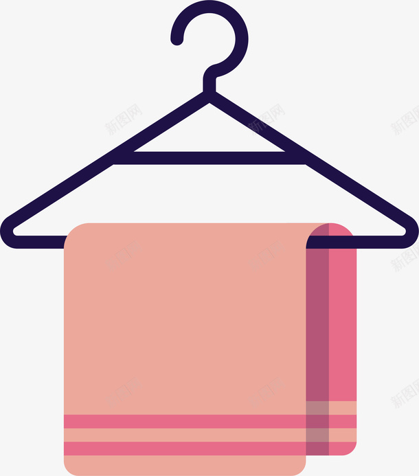 卡通毛巾png免抠素材_88icon https://88icon.com 卡通装饰 扁平化 矢量图案 粉色毛巾 衣架 设计图