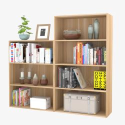 美式现代储物柜儿童实木简易书柜书架高清图片