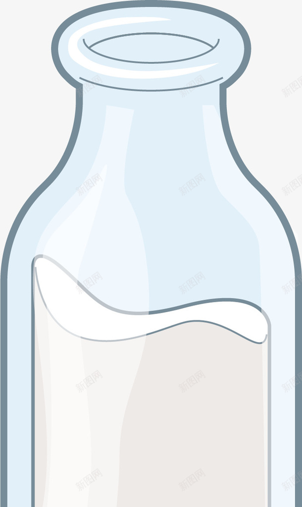 透明色牛奶瓶矢量图ai免抠素材_88icon https://88icon.com 几何形状 卡通手绘 牛奶瓶 玻璃瓶 透明 矢量图