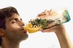 喝大了男人男人喝果汁创意海报高清图片