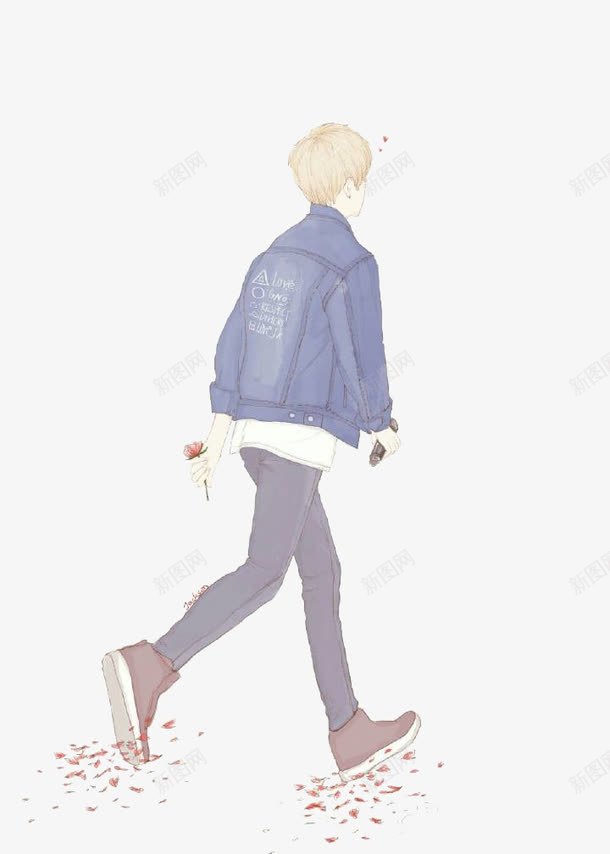手绘卡通时尚男孩背影png免抠素材_88icon https://88icon.com 卡通时尚 小男孩背影 帅哥背影 手绘 男孩 背影