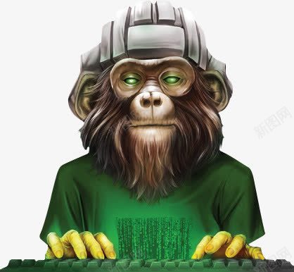 鼠绘程序猿png免抠素材_88icon https://88icon.com 猴子 程序员 程序猿 绿色 鼠绘