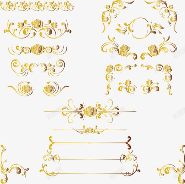 黄水晶渐变欧式边框png免抠素材_88icon https://88icon.com 欧式花藤 欧式边框 渐变 金色 黄水晶 黄色