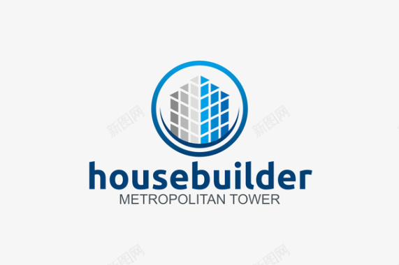 城市建筑手绘蓝色大厦logo矢量图图标图标