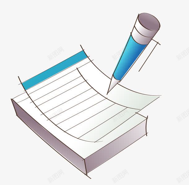 卡通纸和笔png免抠素材_88icon https://88icon.com 信纸 写信 写字 学习用品 笔 纸张