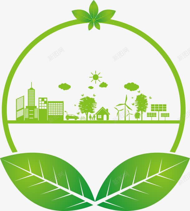 绿叶与环保城市png免抠素材_88icon https://88icon.com 城市环保 环保 环保城市 环境保护 绿叶 绿色环保 节能环保