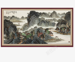 书房挂画中国风山水装饰挂画画高清图片