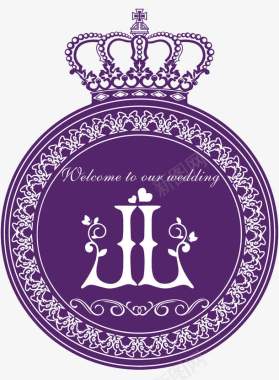 紫色剪影欧式婚礼LOGO图标图标