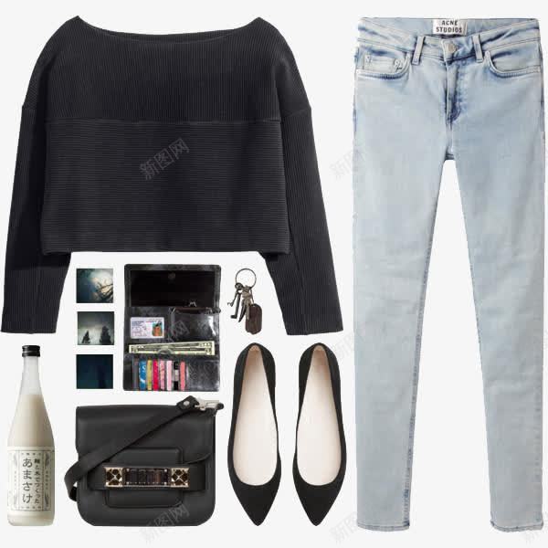 黑色短上衣搭配png免抠素材_88icon https://88icon.com 优雅女搭 女人杂志服装页面 女式服装搭配 女装 女装搭配 时尚 服饰搭配 淑女风简搭 衣服