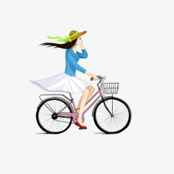 骑着自行车兜风的女郎素材