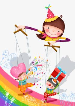 开心快乐的图片玩木偶的小女孩高清图片