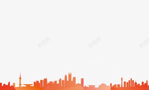 橙色城市剪影png免抠素材_88icon https://88icon.com 剪影 城市 建筑 房子 橙色