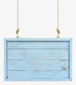 蓝色拼接挂着的木板实物素材