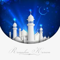 白色清真寺庙夜景宣传海报素材
