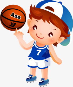 体育运动卡通人物玩篮球的男孩高清图片