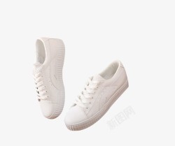 坡跟小白鞋新款白色运动鞋高清图片