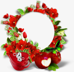 心形盒手绘红色情人节爱情主题边框装饰高清图片