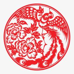 凤凰戏牡丹剪纸剪纸高清图片