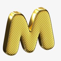 M艺术字金色金属质感立体艺术字母M高清图片