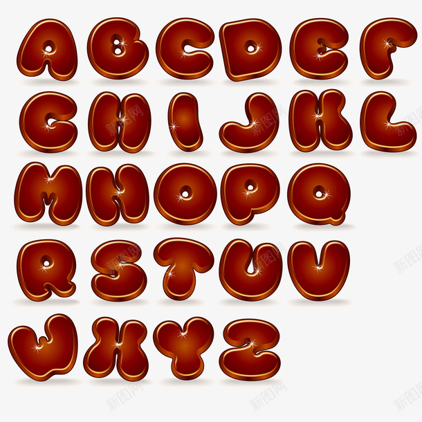 可爱的卡通字母png免抠素材_88icon https://88icon.com 二十六个字母 卡通 字体设计 字母 巧克力字体