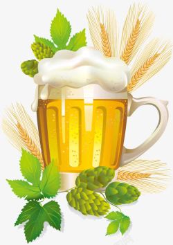 小麦装饰夏日啤酒高清图片