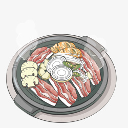 韩国料理菜谱一份美味的韩式烧烤矢量图高清图片