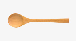 进食棕色的长柄木汤勺实物高清图片