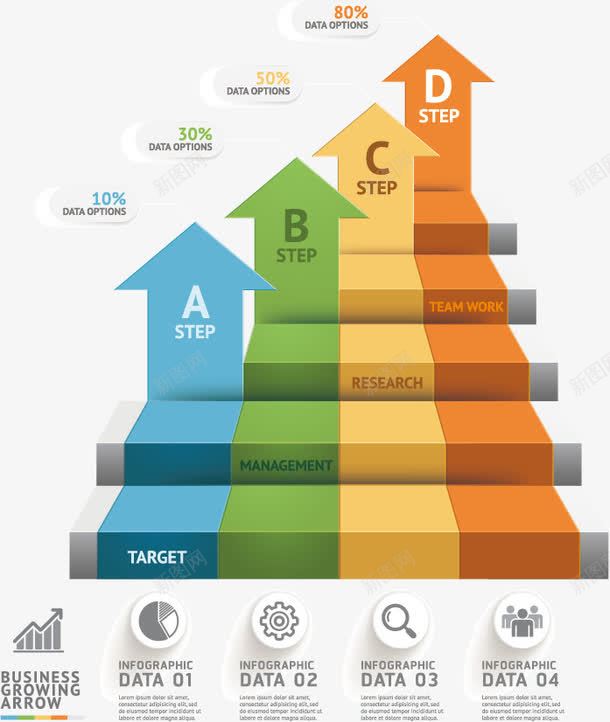 阶梯式图表png免抠素材_88icon https://88icon.com 字母 步骤 流程图 箭头 阶梯式图表