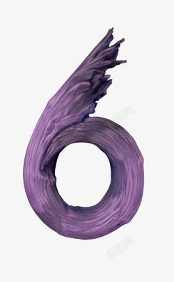 C4D创意紫色数字6素材