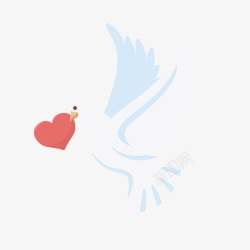 白色小鸟白色爱情飞翔的鸽子卡通插画矢量图高清图片