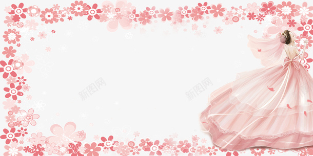 粉色浪漫婚礼花朵装饰边框psd免抠素材_88icon https://88icon.com 婚礼 婚纱 新娘 浪漫 粉色 花朵 装饰 边框
