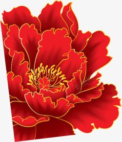 中秋节红黄色线条花朵素材