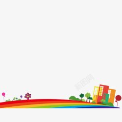 蒲公英城市彩虹底部装饰条高清图片