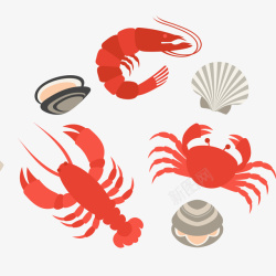 卡通螃蟹手绘海鲜食物矢量图高清图片