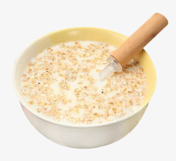 汤匙牛奶燕麦粥高清图片