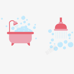 卡通浴室扁平化粉色浴缸浴室矢量图高清图片