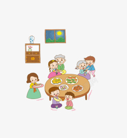 吃饭的一家人素材