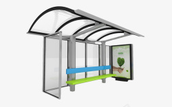灰色玻璃透明公交车站台素材