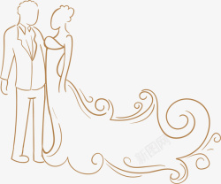 西式婚礼浪漫黑色线条新郎新娘高清图片