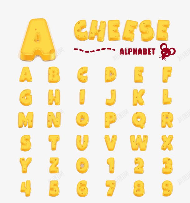 奶酪字体png免抠素材_88icon https://88icon.com 书画文字 奶酪 字体设计 字母字体 英文字母 英文艺术字 饼干