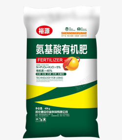 肥料包装袋透明png绿色氨基酸有机肥包装袋卡通高清图片