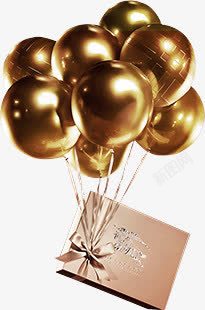 金色礼品盒金色气球礼品盒高清图片