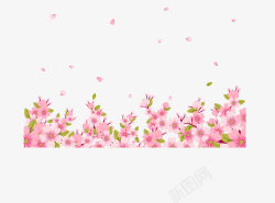粉色美丽春季花丛素材