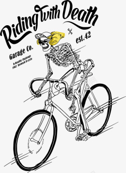 骑着单车的骷髅矢量图素材