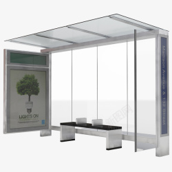 一个玻璃透明公交车站台素材