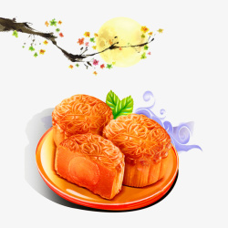 梅花月饼中秋节高清图片