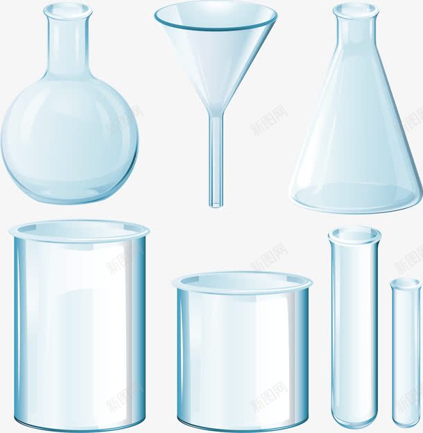 化学实验玻璃容器png免抠素材_88icon https://88icon.com 医学器皿 实验器皿 漏斗 烧瓶 玻璃容器 矢量素材