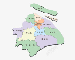地图矢量上海市上海市行政区域地图高清图片