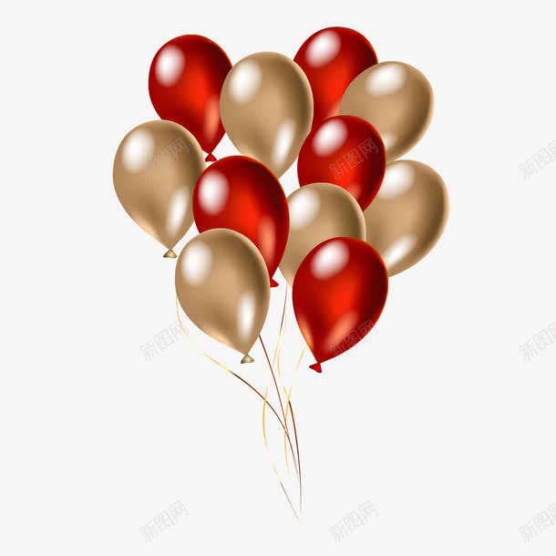 一簇气球png免抠素材_88icon https://88icon.com 咖啡色 气球 红色 节日