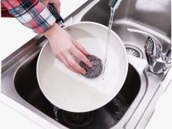 厨房卫生制度钢丝球洗锅高清图片